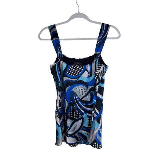 Y2K Black & Blue Abstract Sweetheart Milkmaid Sleeveless Top - Picture 8 of 12